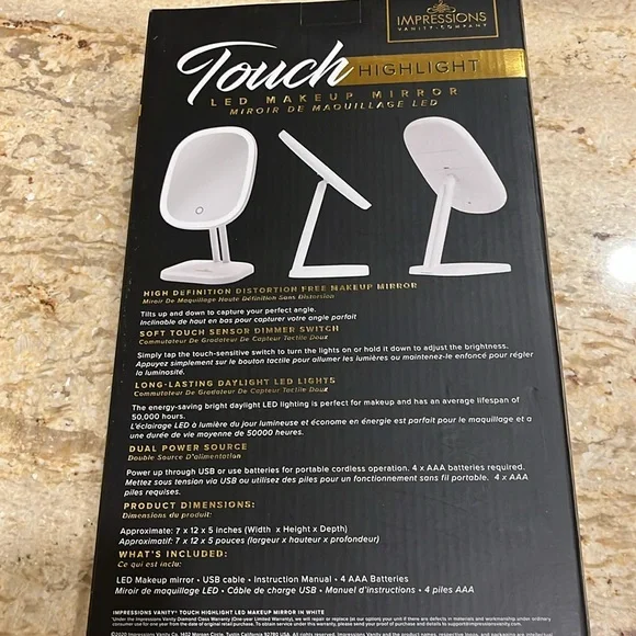 Impressions Vanity White Touch Highlight LED Makeup Mirror NIB - Picture 2 of 2